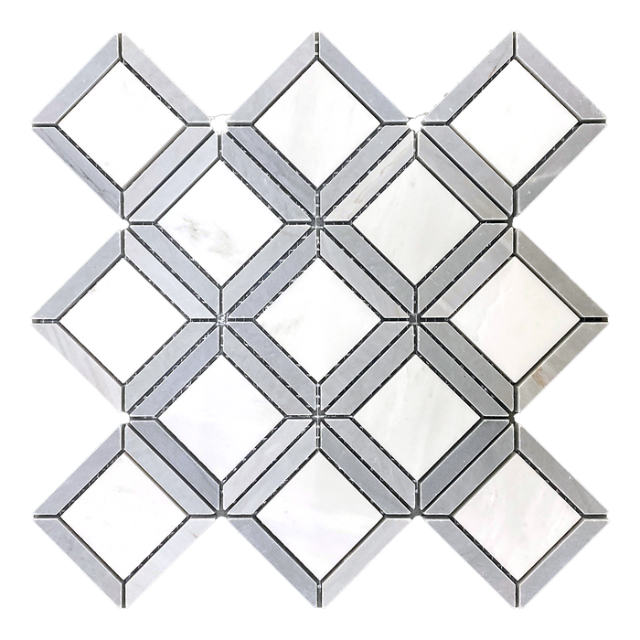 VENTURA Bianco Bello Marble w/ Grey Marble Mosaic - Honed  - DW TILE & STONE - Atlanta Marble Natural Stone Wholesale Stone Supplier