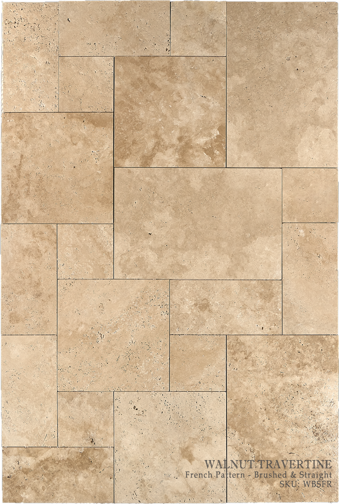 Walnut Travertine Floor and Wall Tiles Brushed - Chiseled - Premium / 8" x 16" - DW TILE & STONE - Atlanta Marble Natural Stone Wholesale Stone Supplier