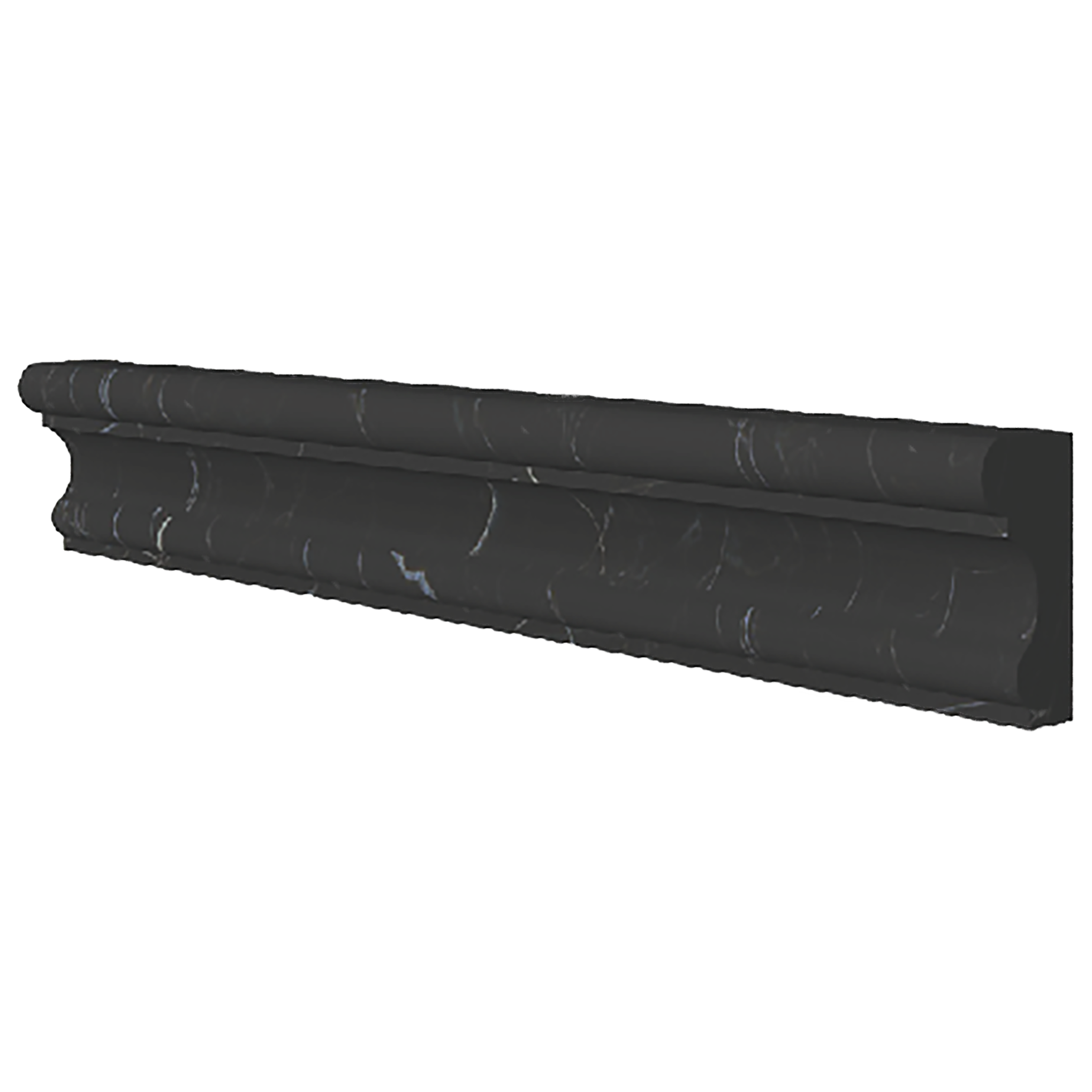 Nero Marquina Marble 1-7/8" x 12" x 1" Crown - Polished or Honed  - DW TILE & STONE - Atlanta Marble Natural Stone Wholesale Stone Supplier