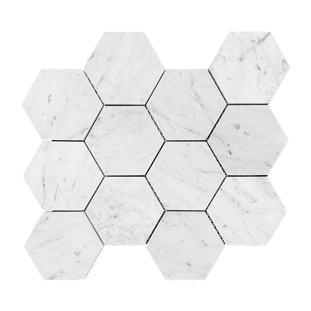 4" HEXAGON Bianco Gioia Marble Mosaic - Honed  - DW TILE & STONE - Atlanta Marble Natural Stone Wholesale Stone Supplier