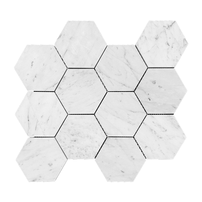 4" HEXAGON Bianco Gioia Marble Mosaic - Honed  - DW TILE & STONE - Atlanta Marble Natural Stone Wholesale Stone Supplier