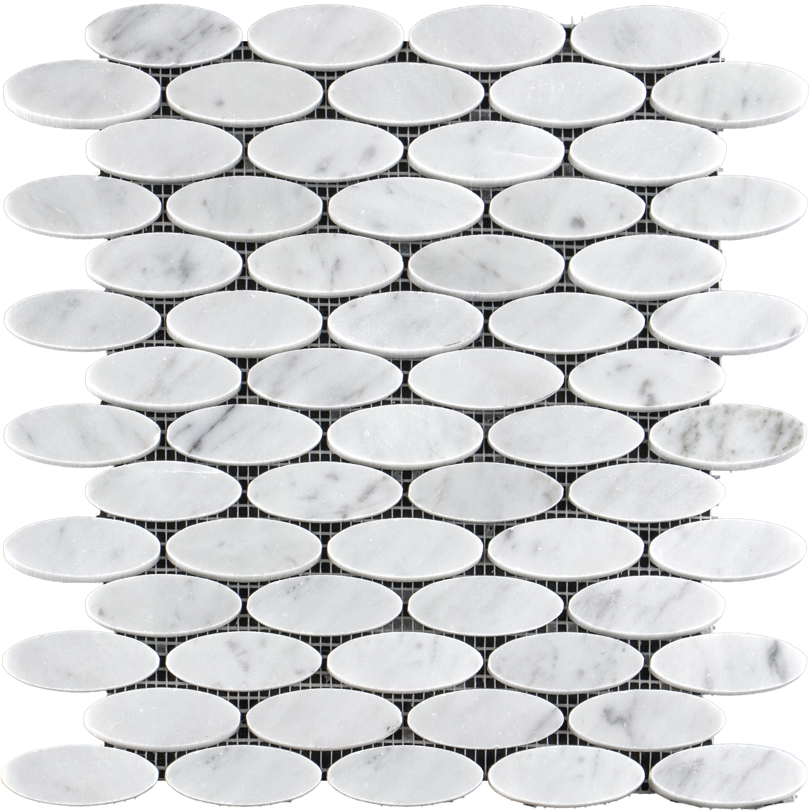 LARGE OVAL Bianco Gioia Marble Mosaic - Polished Polished / Oval - DW TILE & STONE - Atlanta Marble Natural Stone Wholesale Stone Supplier
