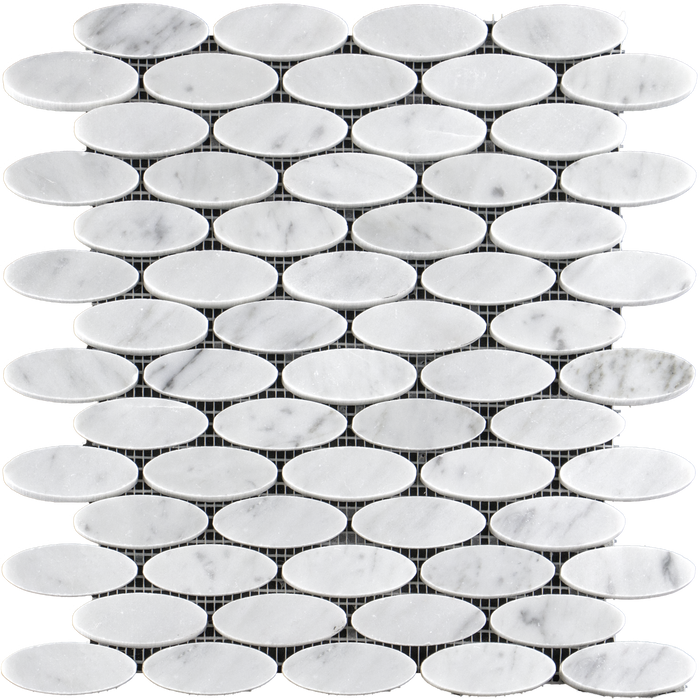 LARGE OVAL Bianco Gioia Marble Mosaic - Polished Polished / Oval - DW TILE & STONE - Atlanta Marble Natural Stone Wholesale Stone Supplier